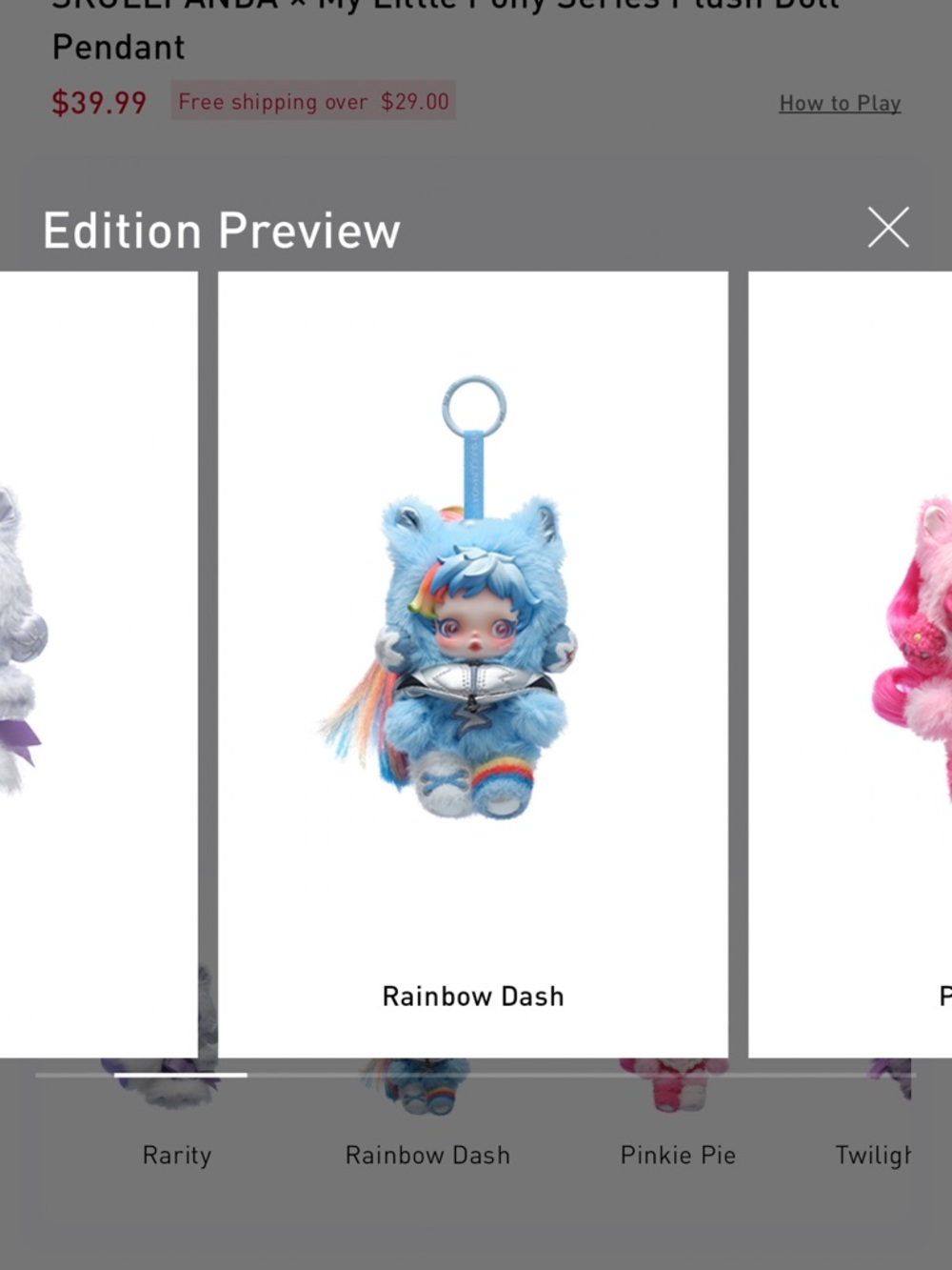 Pop Mart Skullpanda x My Little Pony Rainbow Dash NIB